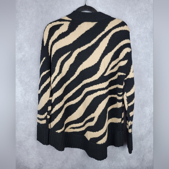 Tuckernuck Wool Lynx Sweater Black Tan Size S Animal Print Pullovet Crew Neck - Picture 2 of 7